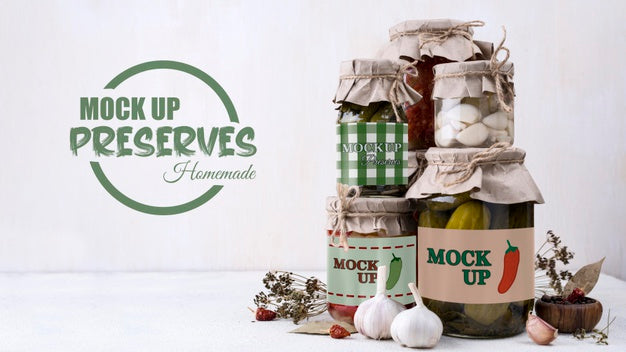 Free Delicious Homemade Preserves Concept Mock-Up Psd