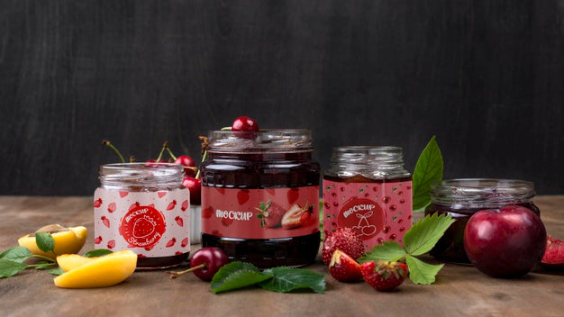 Free Delicious Homemade Preserves Concept Mock-Up Psd