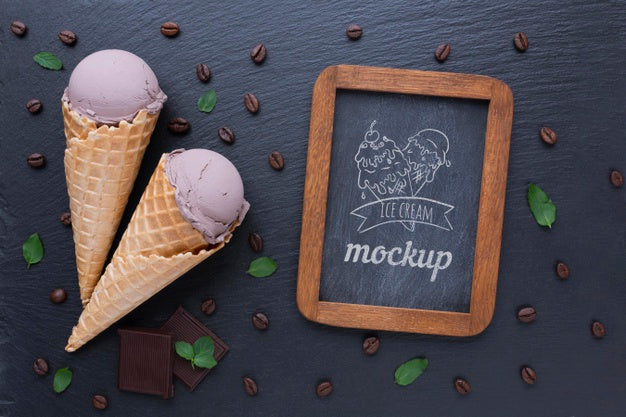 Free Delicious Ice Cream Concept Mock-Up Psd