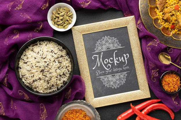 Free Delicious Indian Food With Mockup Psd