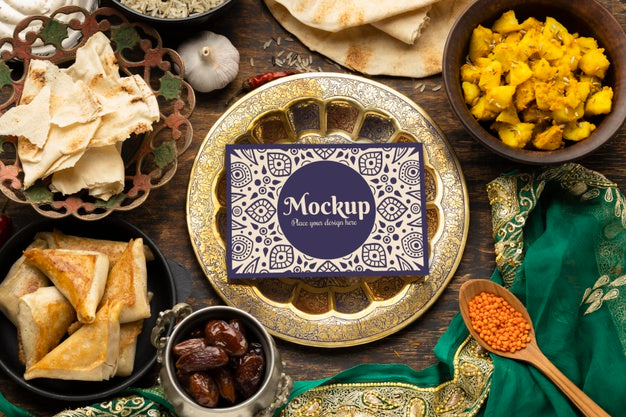 Free Delicious Indian Food With Mockup Psd