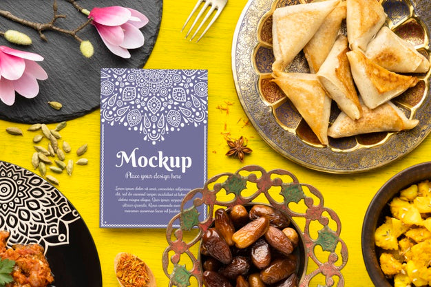 Free Delicious Indian Food With Mockup Psd