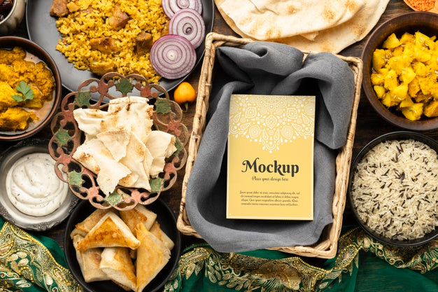 Free Delicious Indian Food With Mockup Psd