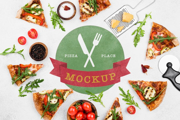 Free Delicious Pizza Concept Mock-Up Psd