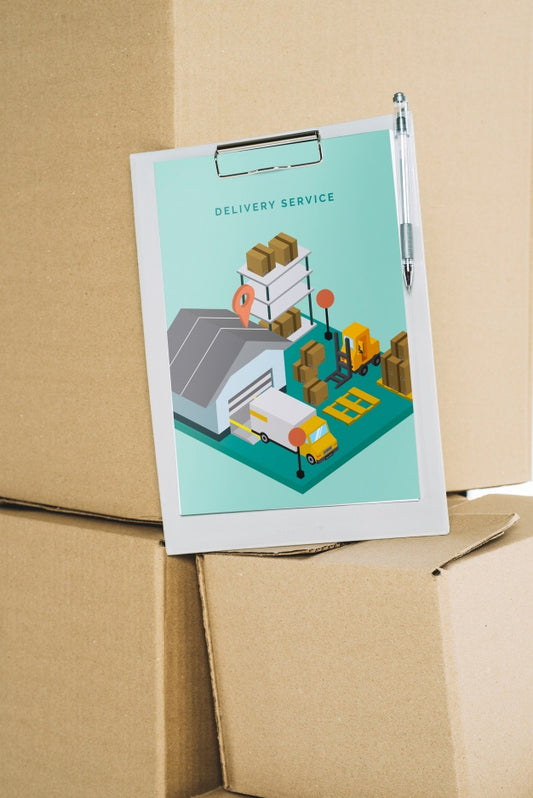 Free Delivery Mockup With Clipboard Psd