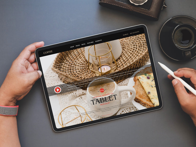 Free Designer Working On Tablet Mockup