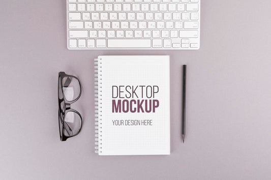 Free Desk Concept With Notebook And Glasses Psd