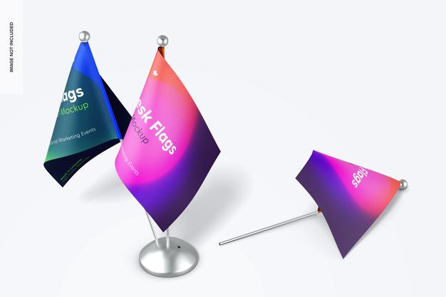 Free Desk Flags Mockup Psd