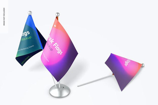 Free Desk Flags Mockup Psd