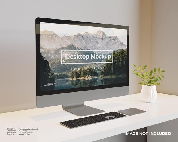 Free Desktop Mockup Left View Psd