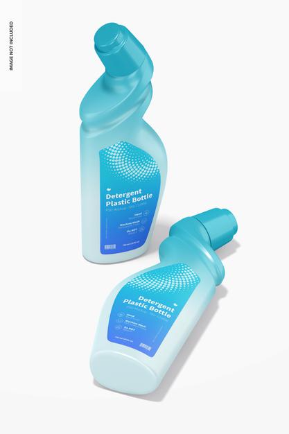 Free Detergent Plastic Bottle Mockup, Dropped Psd