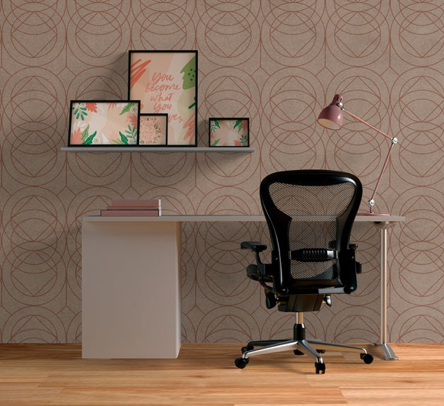 Free Different Frames Mock-Up Above Desk Psd