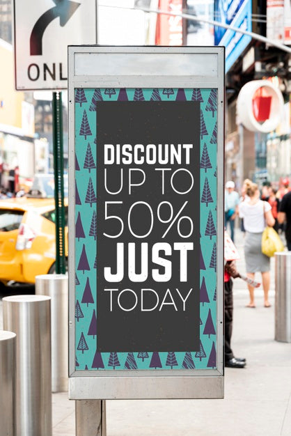 Free Discount Billboard Mock-Up On Street Psd