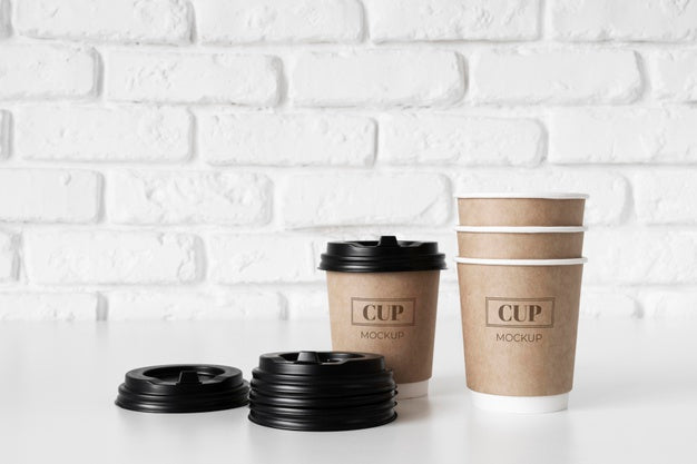 Free Disposable Coffee Shop Elements Arrangement Psd