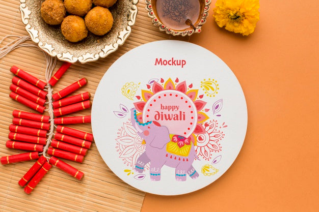 Free Diwali Festival Holiday Elephant And Fireworks Psd