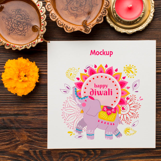 Free Diwali Festival Holiday Mock-Up Flat Lay Psd