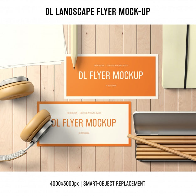 Free Dl Landscape Flyer Invitation Mockup 2