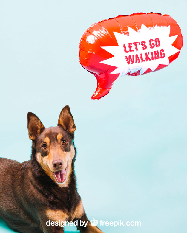 Free Dog Mockup With Speech Balloon Psd