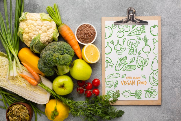 Free Doodle Menu And Veggies Top View Psd