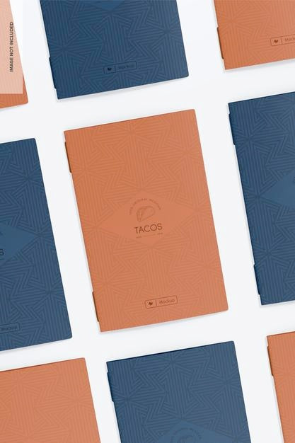 Free Double Fold Menu Covers Mockup, Mosaic Psd