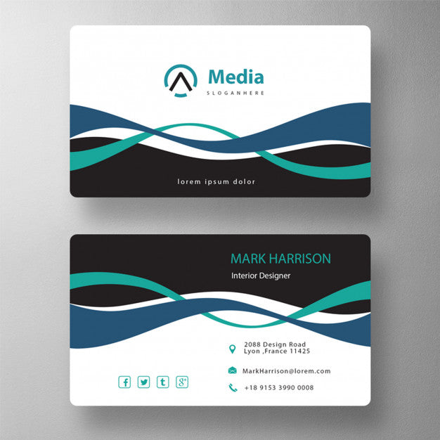 Free Double Wavy Shape Business Card Psd