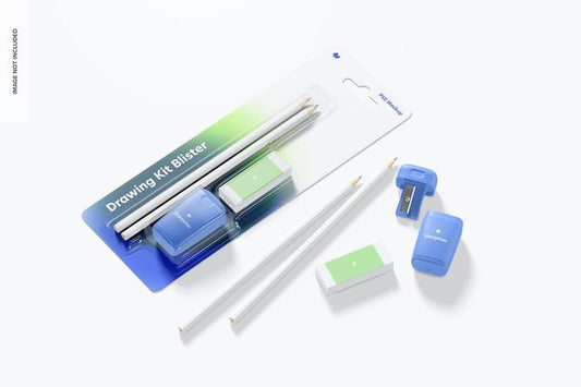 Free Drawing Kit Blister Mockup Psd