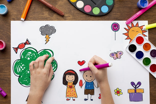 Free Drawing With Watercolors Psd