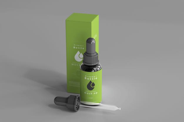 Free Dropper Bottle Mockup Box Psd