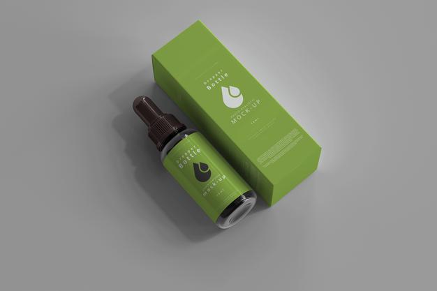 Free Dropper Bottle Mockup Box Psd