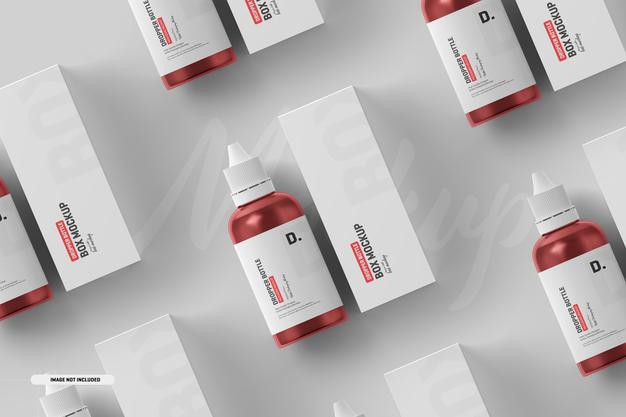 Free Dropper Bottle Mockup With Box Psd