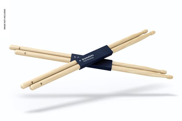 Free Drumsticks Mockup, Falling Psd