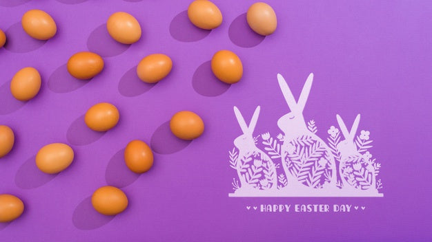 Free Easter Day Mockup With Eggs And Bunnies Psd