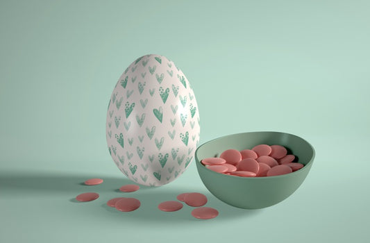 Free Easter Egg With Candies On Table Psd