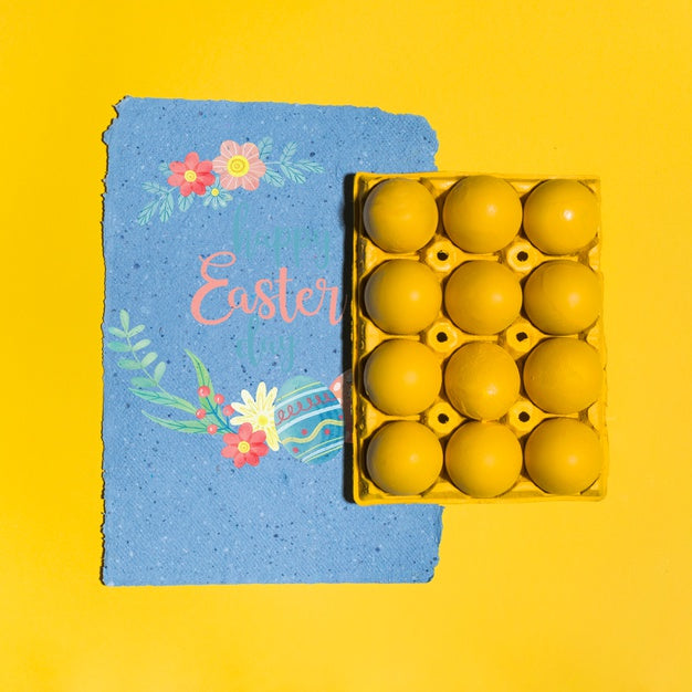 Free Easter Mockup Flat Lay For Greeting Card Psd