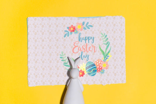 Free Easter Mockup Flat Lay For Greeting Card Psd