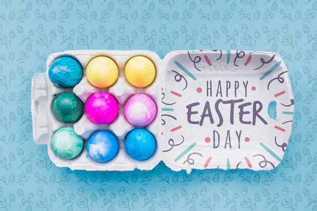 Free Easter Mockup With Colorful Eggs Psd