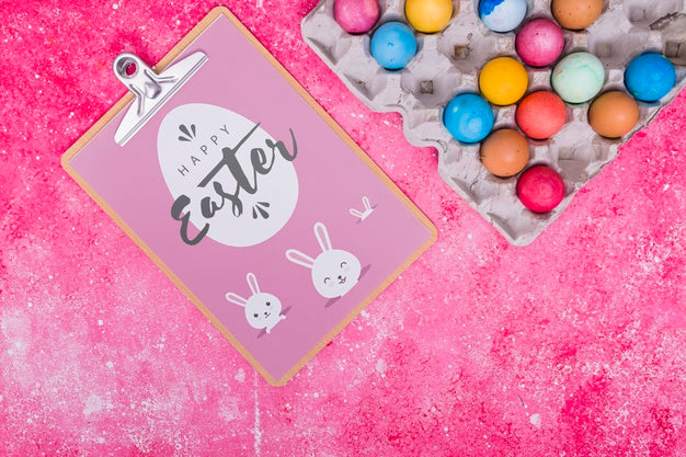 Free Easter Mockup With Egg Box Psd