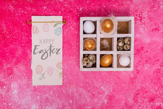 Free Easter Mockup With Egg Box Psd