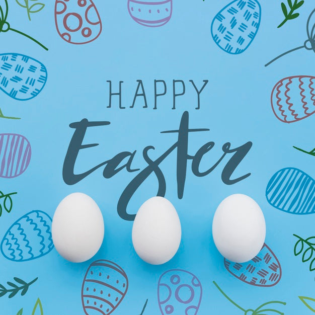 Free Easter Mockup With Egg Line Psd