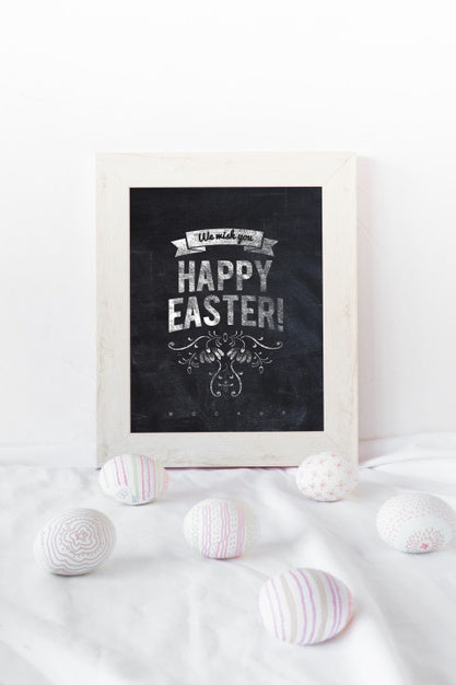 Free Easter Mockup With Frame Psd