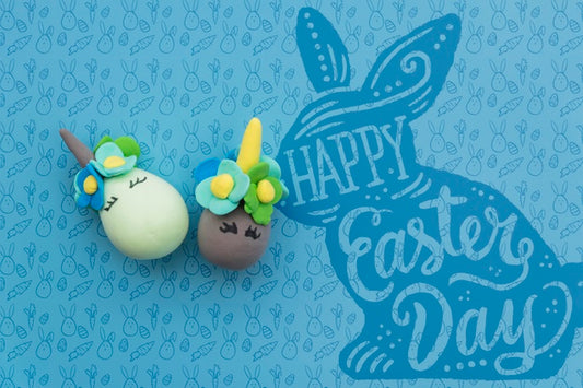 Free Easter Mockup With Unicorn Eggs Psd