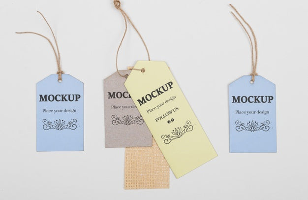 Free Ecological Tags Arrangement Top View Psd