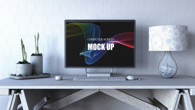 Free Editable Computer Screen Mock Up Psd