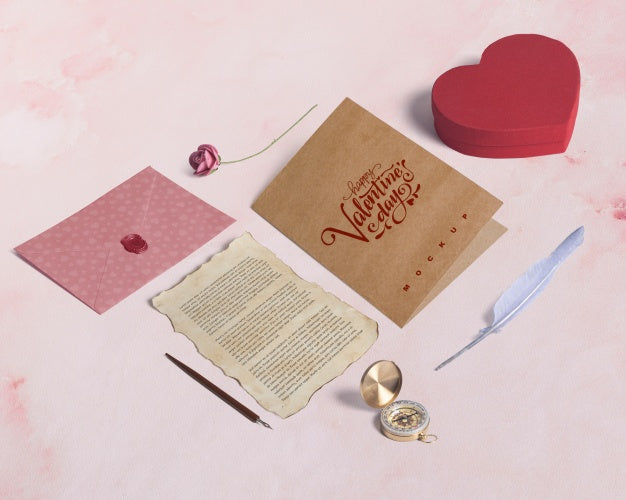 Free Editable Mockup Of Isometric Valentine Elements Psd