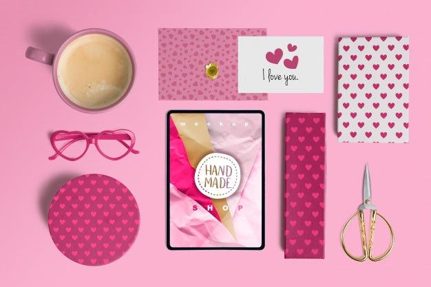 Free Editable Mockup Of Valentine Elements Psd