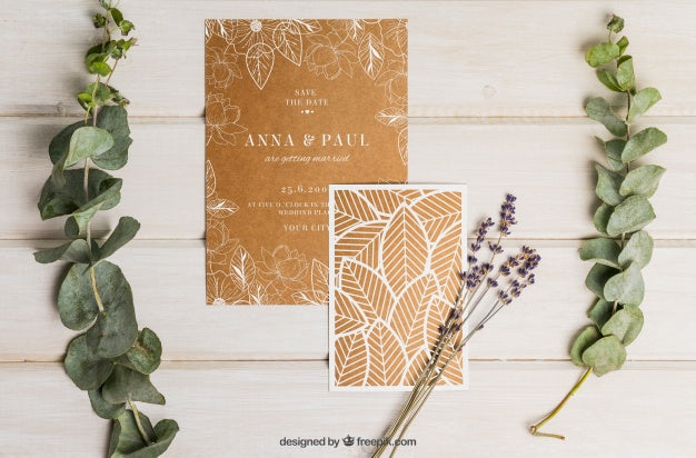 Free Elegant Cardboard Wedding Set Psd