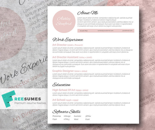 Free Professional Beautiful CV Resume Template in Minimal Style in Microsoft Word (DOC) Format