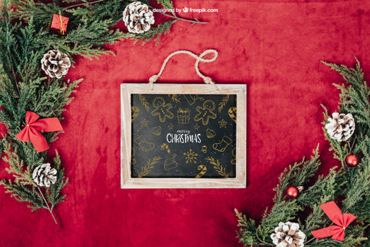 Free Elegant Frame Mockup With Christmtas Design Psd