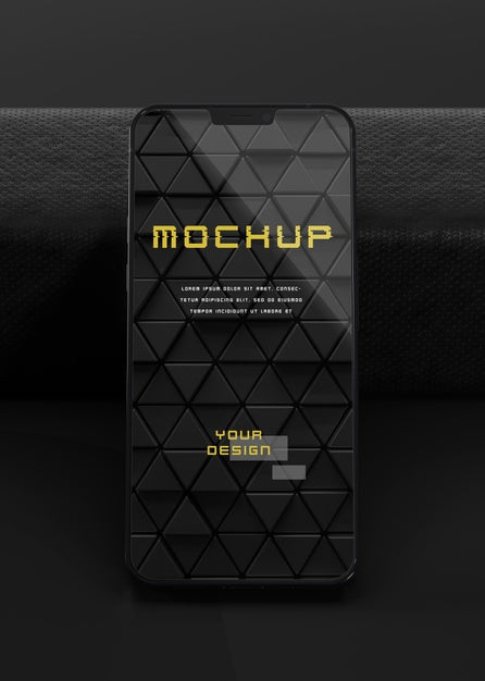 Free Elegant Glossy Dark Smartphone Mock-Up Design Psd