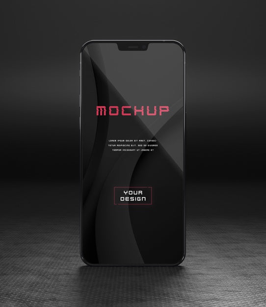 Free Elegant Glossy Dark Smartphone Mock-Up Design Psd